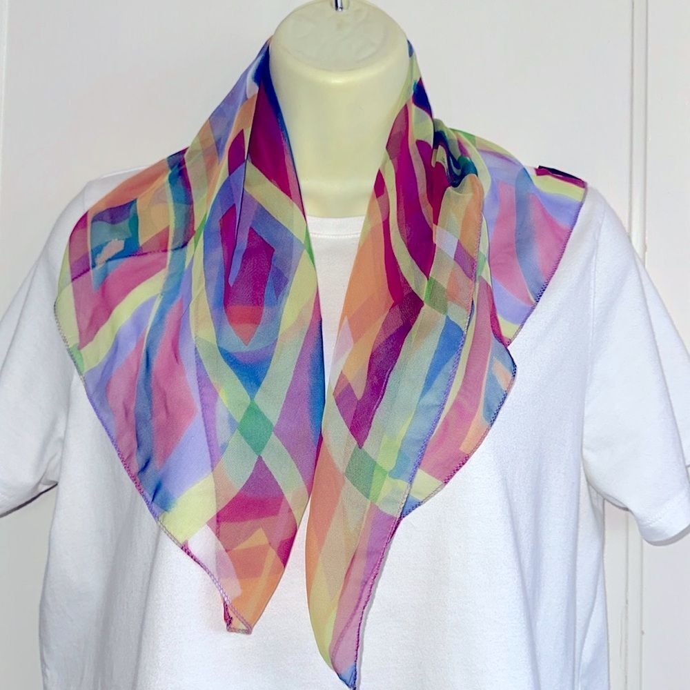 Vintage Apexx Collection multi  color‎ semi sheer polyester rectangle scarf